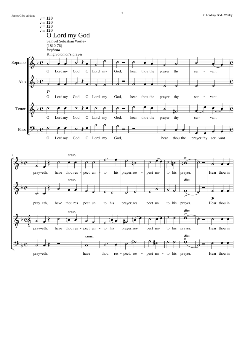 O Lord my God (King Solomon's Prayer)