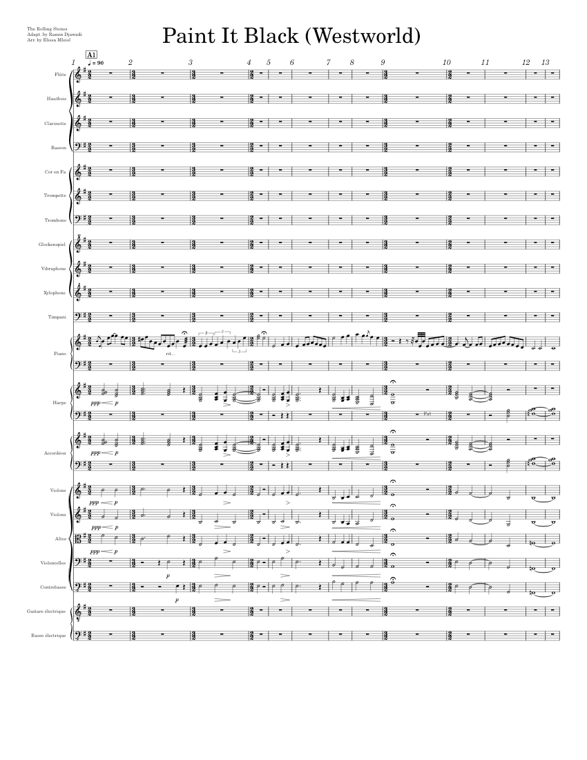 Paint it Black (Westworld) - Ramin Djawadi Sheet music for Piano, Trombone,  Accordion, Flute & more instruments (Symphony Orchestra) | Musescore.com