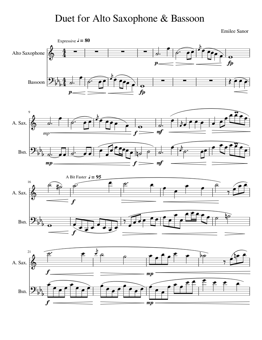 Duet for Alto Saxophone and Bassoon Sheet music for Bassoon, Saxophone