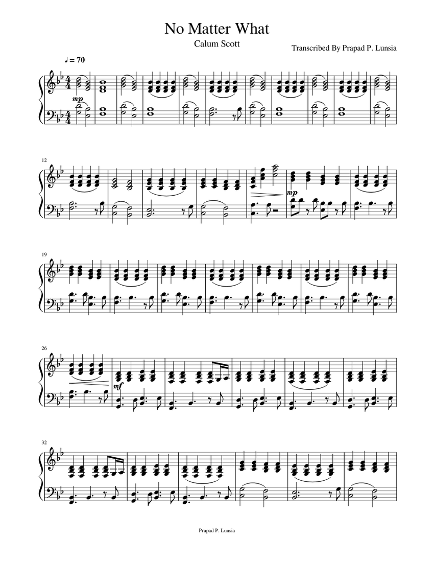 No Matter What Sheet music for Piano (Solo) | Musescore.com