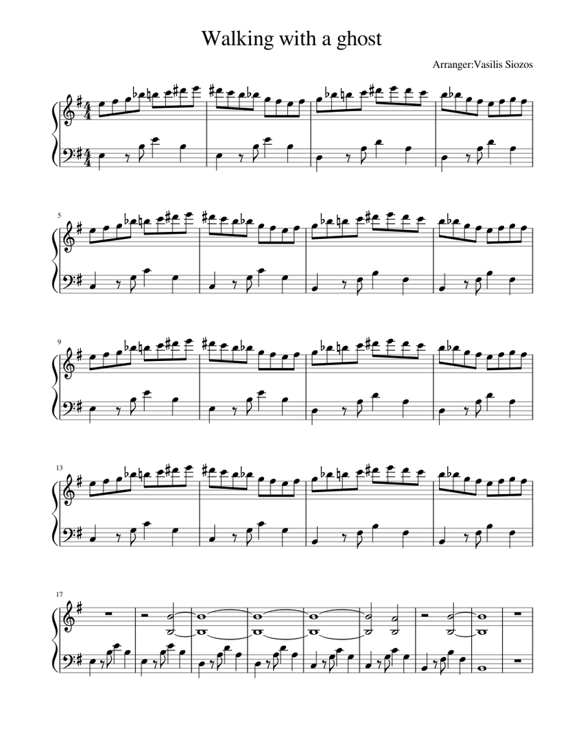 Walking With a Ghost Sheet music for Piano (Solo) | Musescore.com