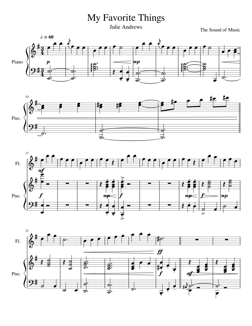 My Favorite Things Sheet music for Piano, Flute (Solo) | Musescore.com