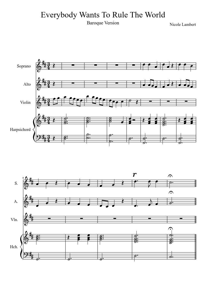 Everybody wants to rule the world - Tears for Fears Sheet Music
