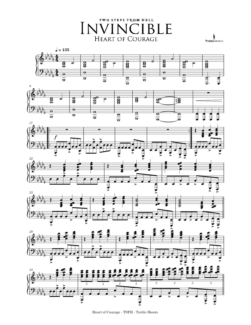 Heart of courage – Two Steps From Hell - piano tutorial Sheet music for  Piano (Solo) | Musescore.com