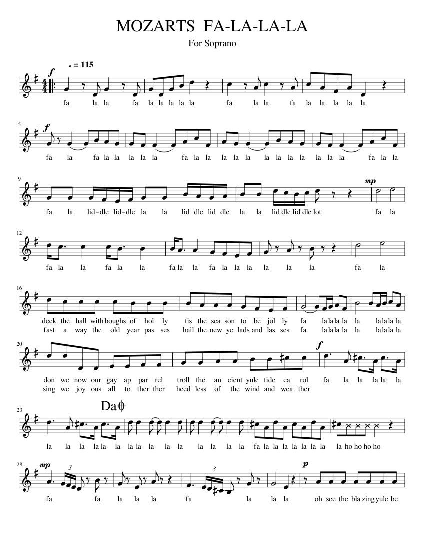 MOZARTS FA-LA-LA-LA Sheet music for Soprano (Women’s Choir) | Musescore.com