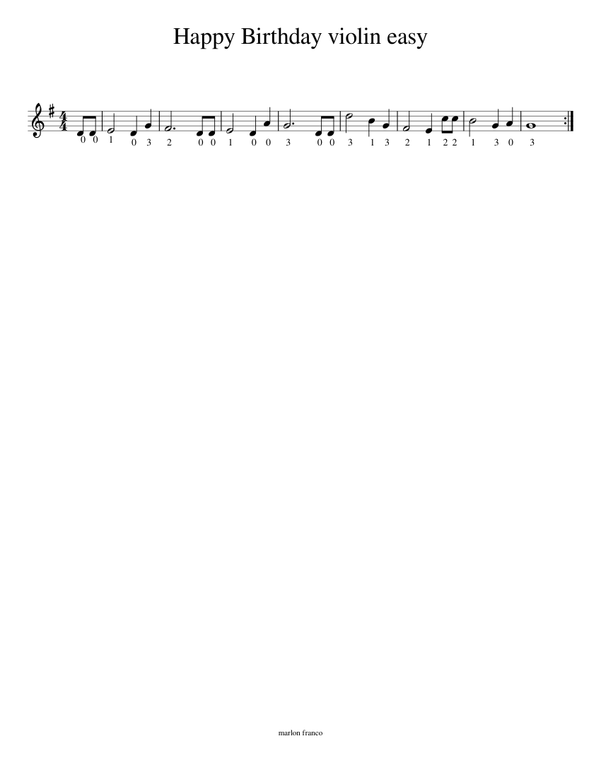 Happy Birthday violin easy Sheet music for Piano (Solo)