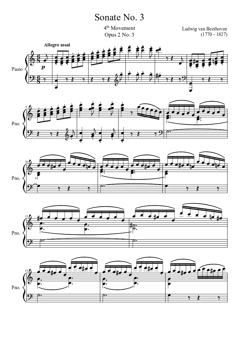 Sonate No. 3, 4th Movement Sheet music for Piano (Solo) | Musescore.com