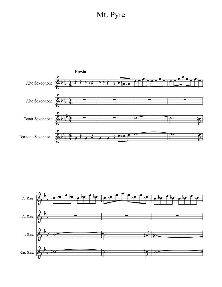 Mt. Pyre AATB Sax Quartet (WIP) Sheet music for Saxophone alto