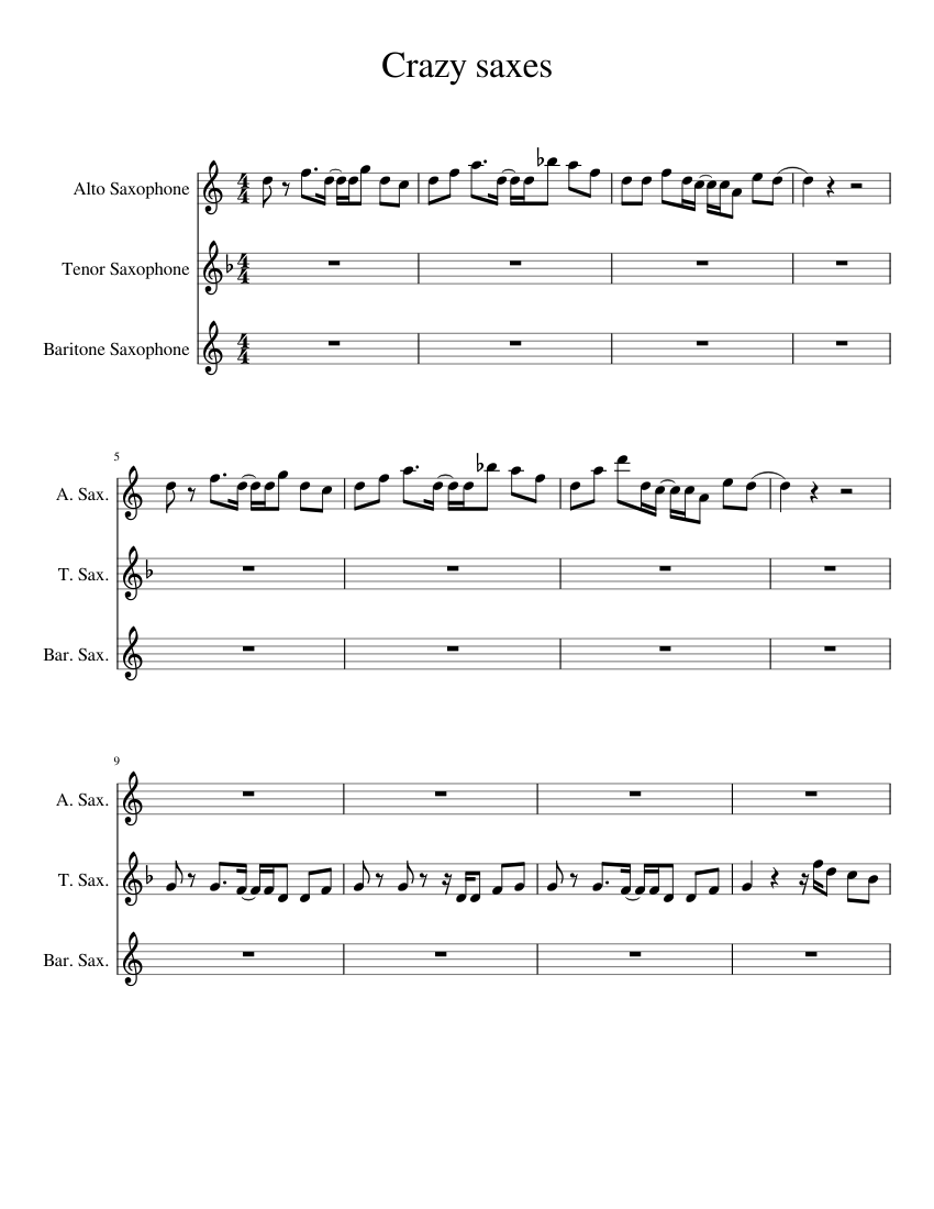 Crazy Sax (Crazy Frog) Sheet music for Saxophone alto, Saxophone tenor,  Saxophone baritone (Saxophone Ensemble) | Musescore.com