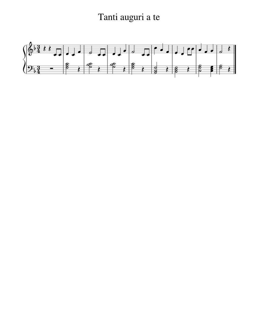 Tanti auguri a te Sheet music for Piano (Solo) | Musescore.com