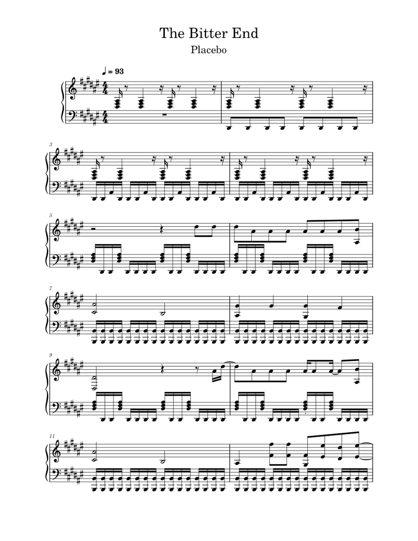 The Bitter End Placebo Sheet music