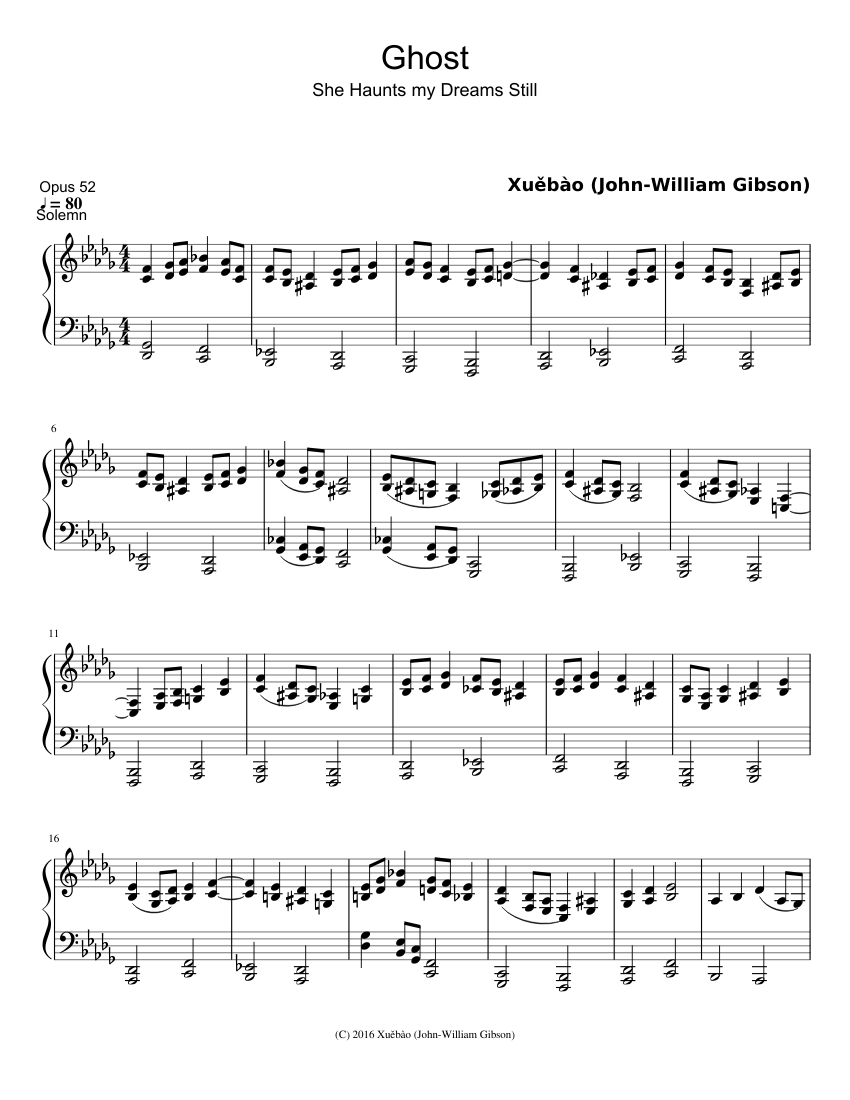 Ghost Sheet music for Piano (Solo) | Download and print in PDF or MIDI