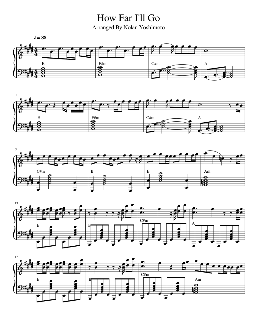 How Far I'll Go Moana Sheet music for Piano (Solo) | Musescore.com