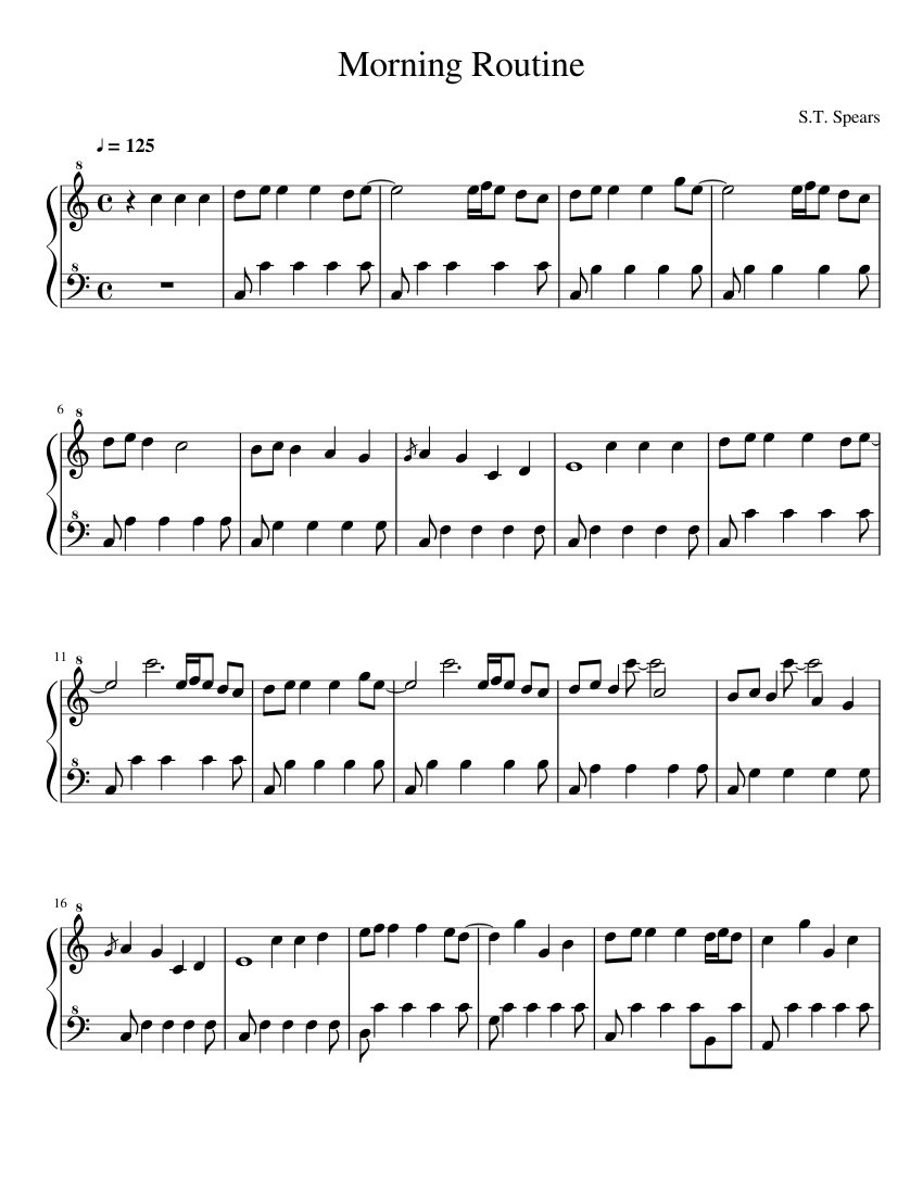 Morning Routine Sheet music for Piano (Solo) | Musescore.com