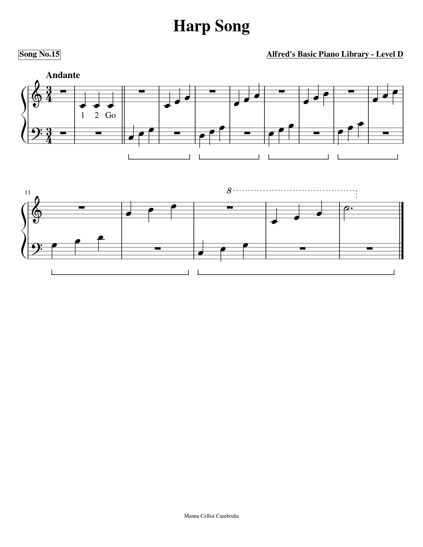 15. Harp Song - Alfred's Basic Piano Library - Level D Sheet Music for ...