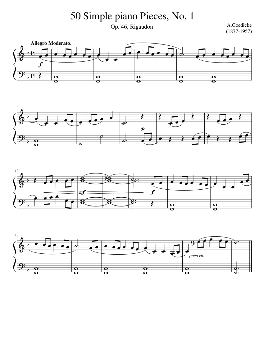 50 Easy Piano Pieces Op.46