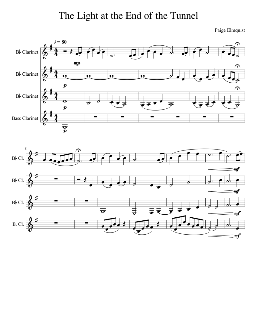 The Light at the End of the Tunnel Sheet music for Clarinet in b-flat ...