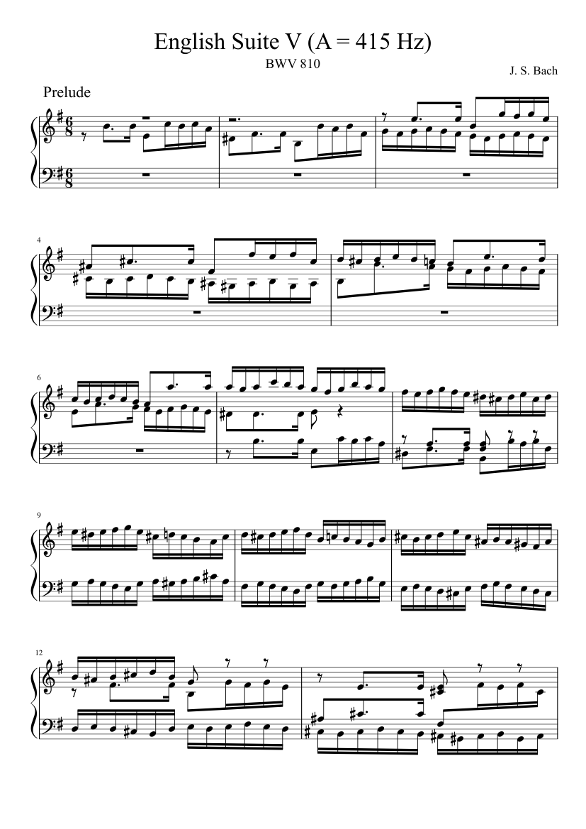 English Suite No.5 in E minor BWV 810