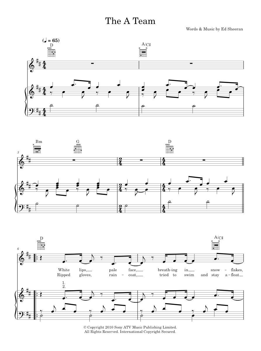 The A Team - Birdy, Ed Sheeran (Piano-Vocal-Guitar (Piano Accompaniment)) -  piano tutorial