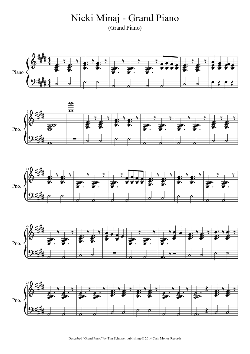 Nicki Minaj - Grand Piano Sheet music for Piano (Solo) | Musescore.com