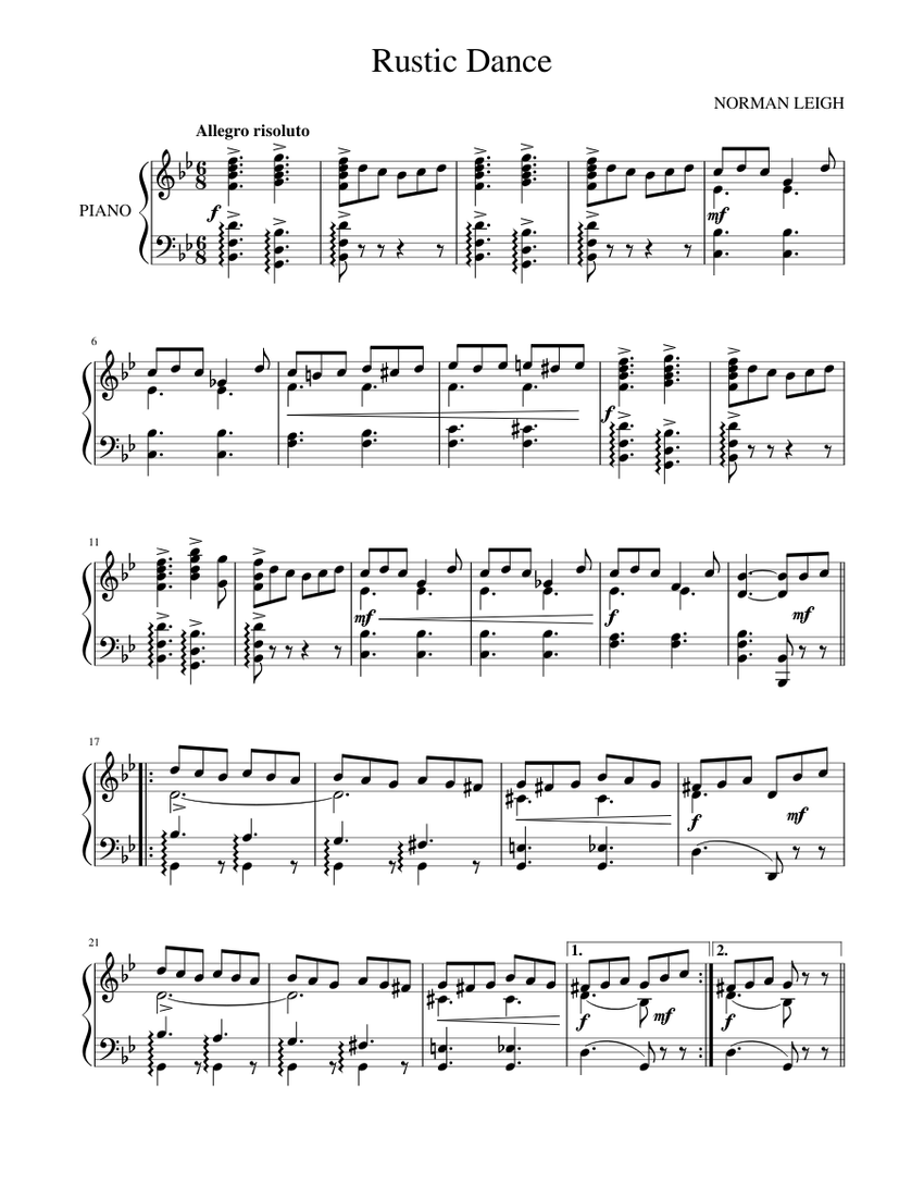 Rustic Dance (1915) Sheet music for Piano (Solo) | Musescore.com