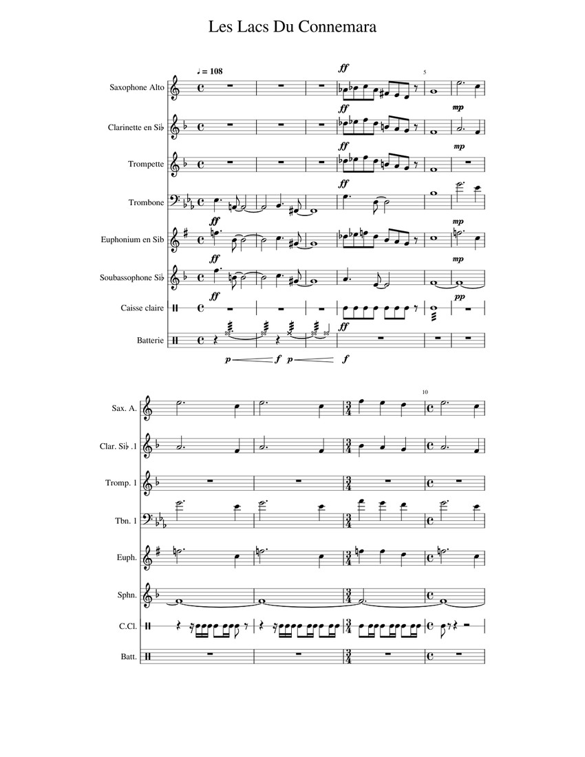 Sheet music Les lacs du Connemara for accordion to  download in PDF
