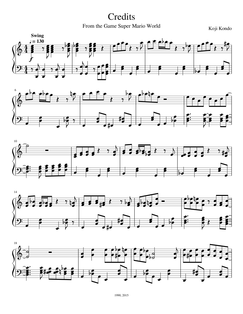 Credits and Game Over - Super Mario World Sheet music for Piano (Solo) |  Musescore.com