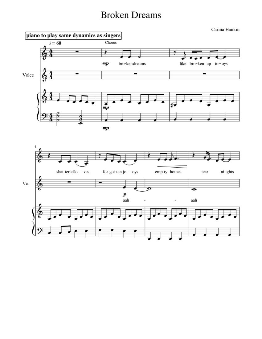 broken dreams Sheet music for Piano, Vocals (Mixed Trio) | Musescore.com