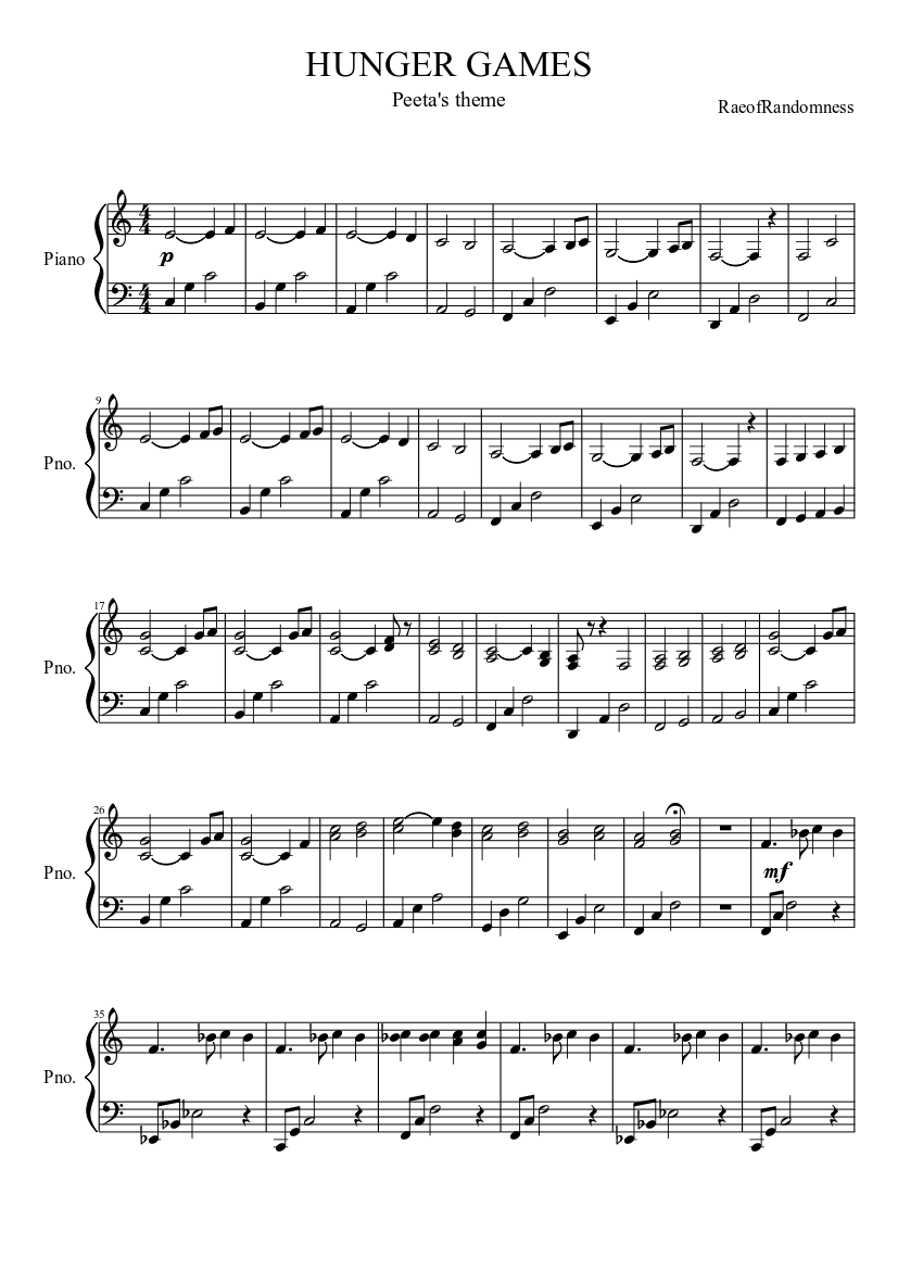 Peeta's Theme Sheet music for Piano (Solo) | Musescore.com