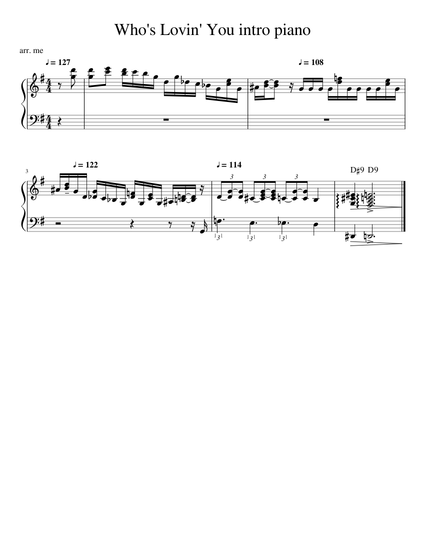 Who's Lovin' You intro piano Sheet music for Piano (Solo) | Musescore.com