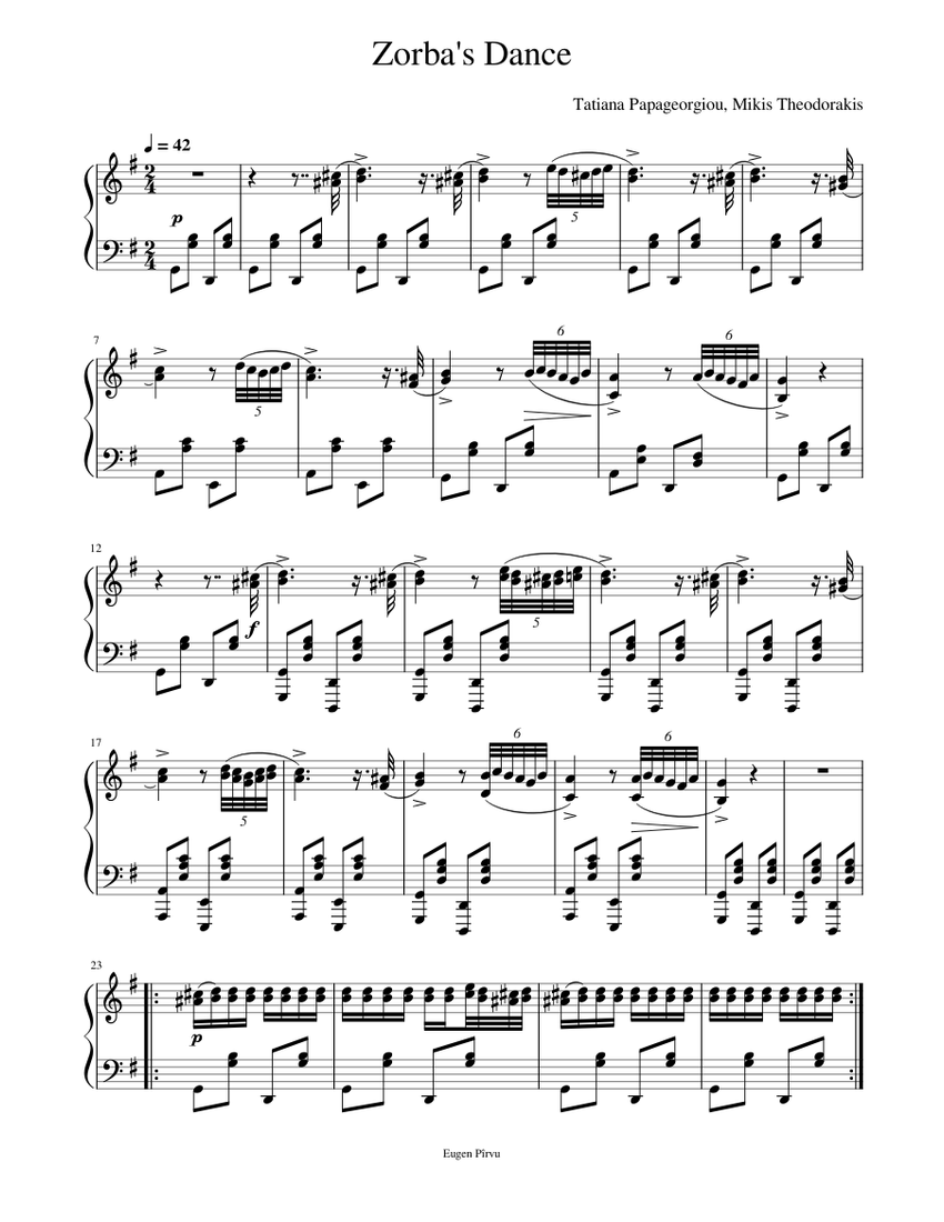 Zorba's Dance Sheet music for Piano (Solo) Download and print in PDF or MIDI free sheet music