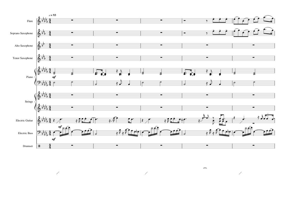 Shiki no Uta(rough draft) Sheet music for Piano, Flute, Saxophone alto,  Saxophone tenor & more instruments (Mixed Ensemble) | Musescore.com