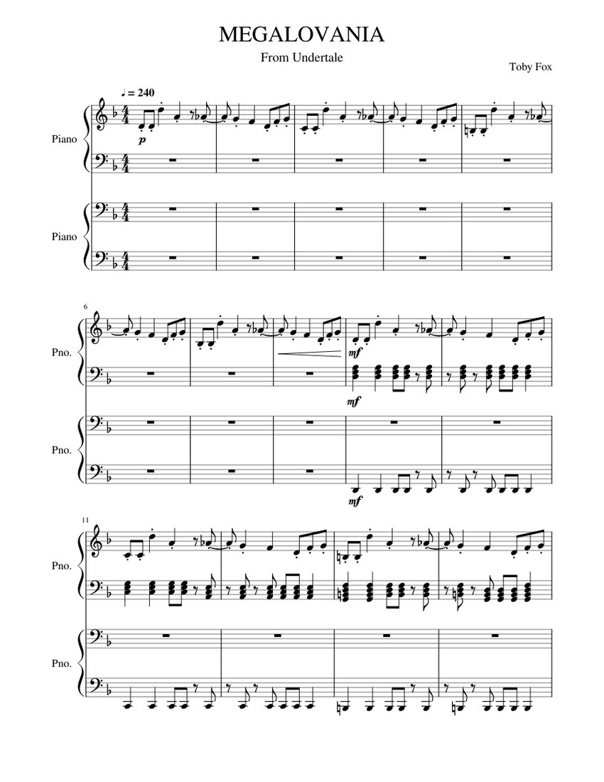 MEGALOVANIA - Piano Duet Sheet music for Piano (Piano Duo) | Musescore.com