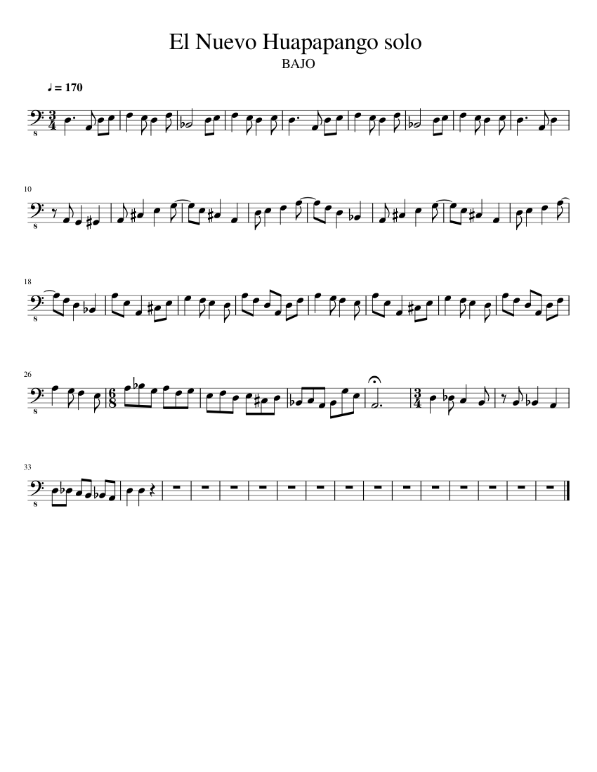 El Nuevo Huapango Sheet Music For Bass Solo Musescore Com