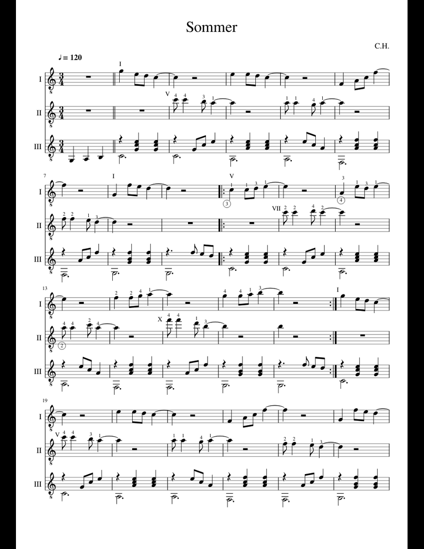 Sommer Sheet Music For Guitar (Mixed Trio) | Download And Print In PDF ...