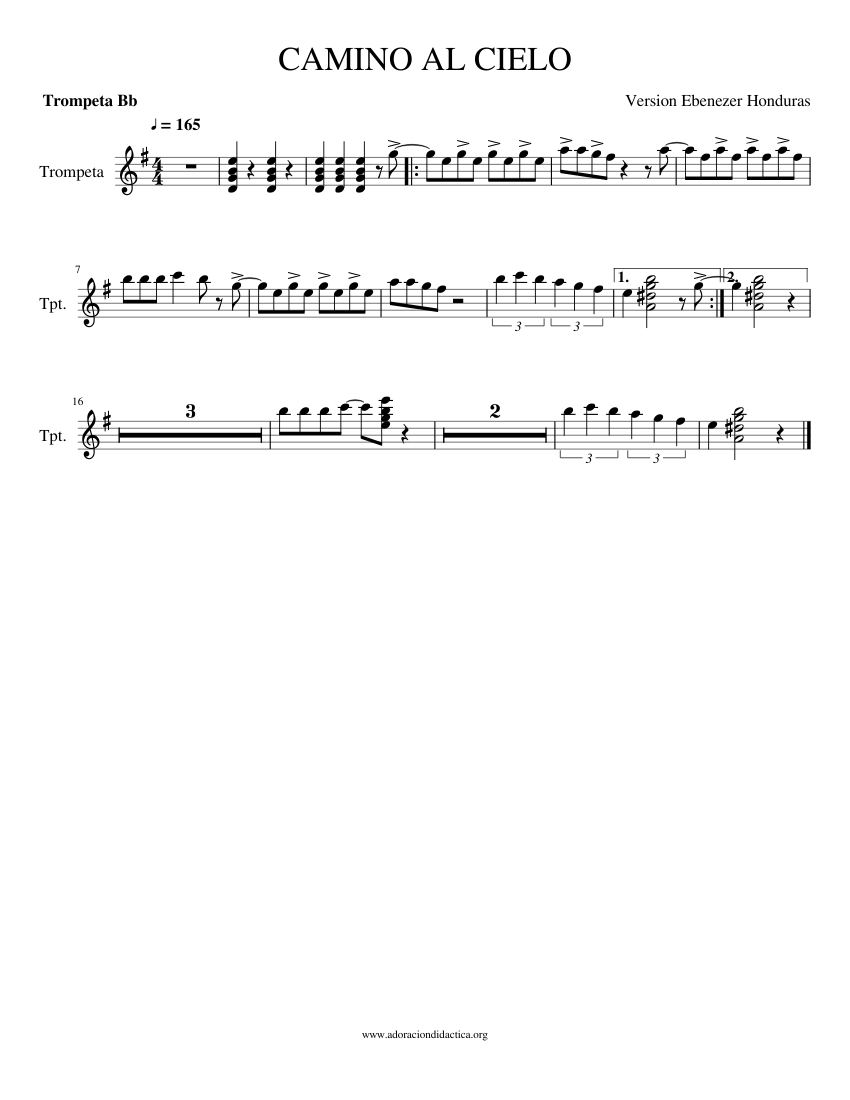 CAMINO AL CIELO Sheet music for Trumpet in b-flat (Solo) | Musescore.com