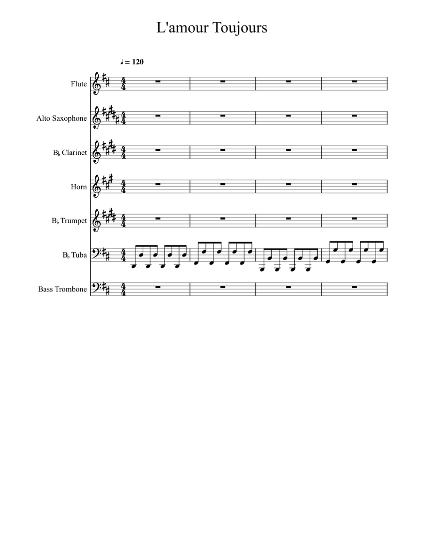 L' amour Toujours Sheet music for Flute (Solo) | Musescore.com