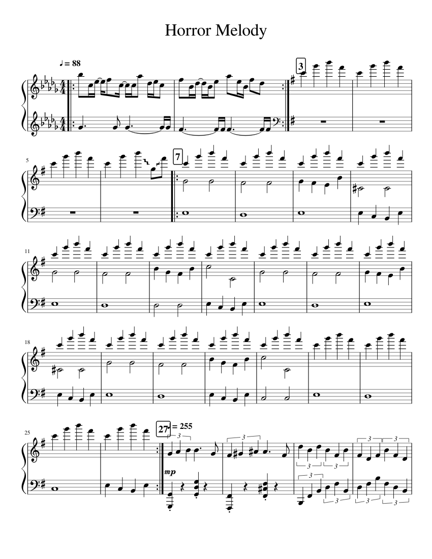 Horror Melody Sheet music for Piano (Solo) | Musescore.com