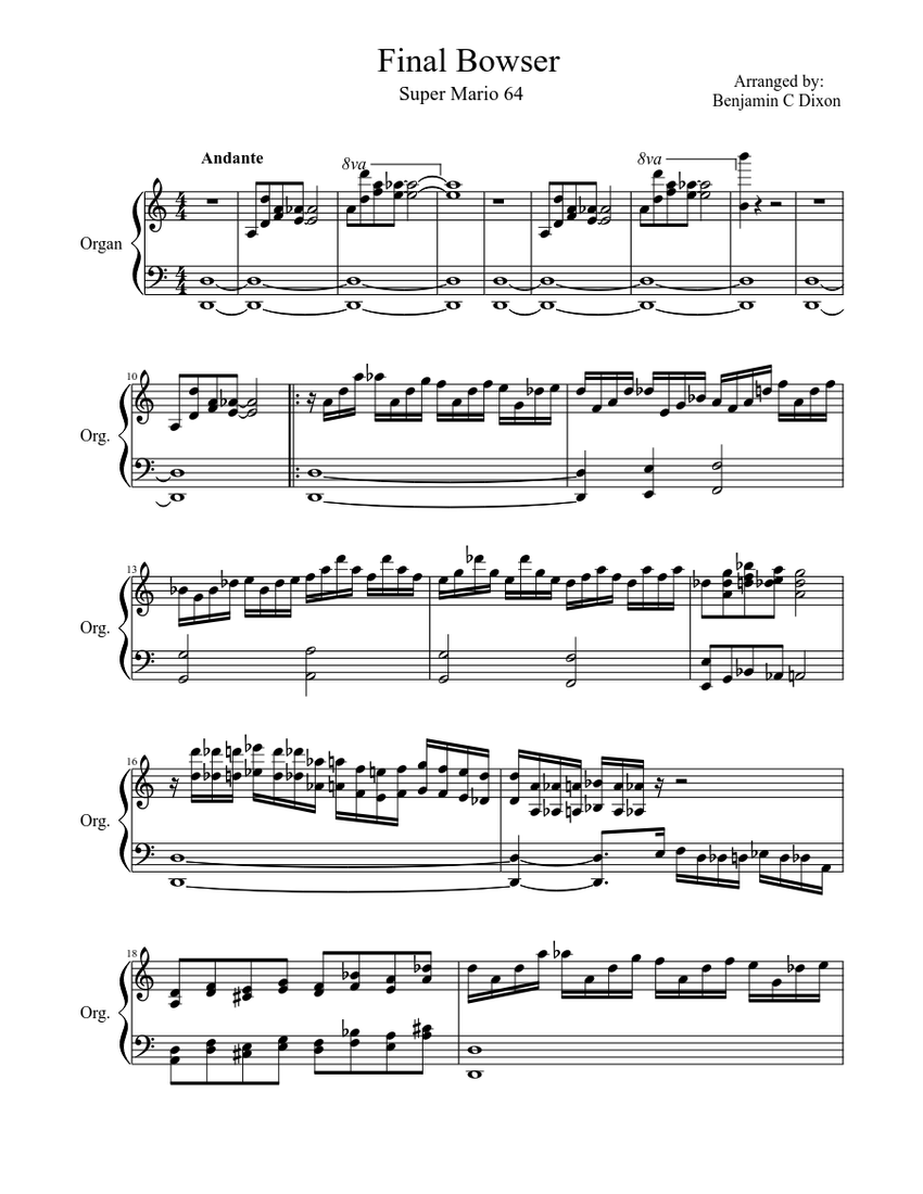 Final Bowser Sheet music for Organ (Solo)