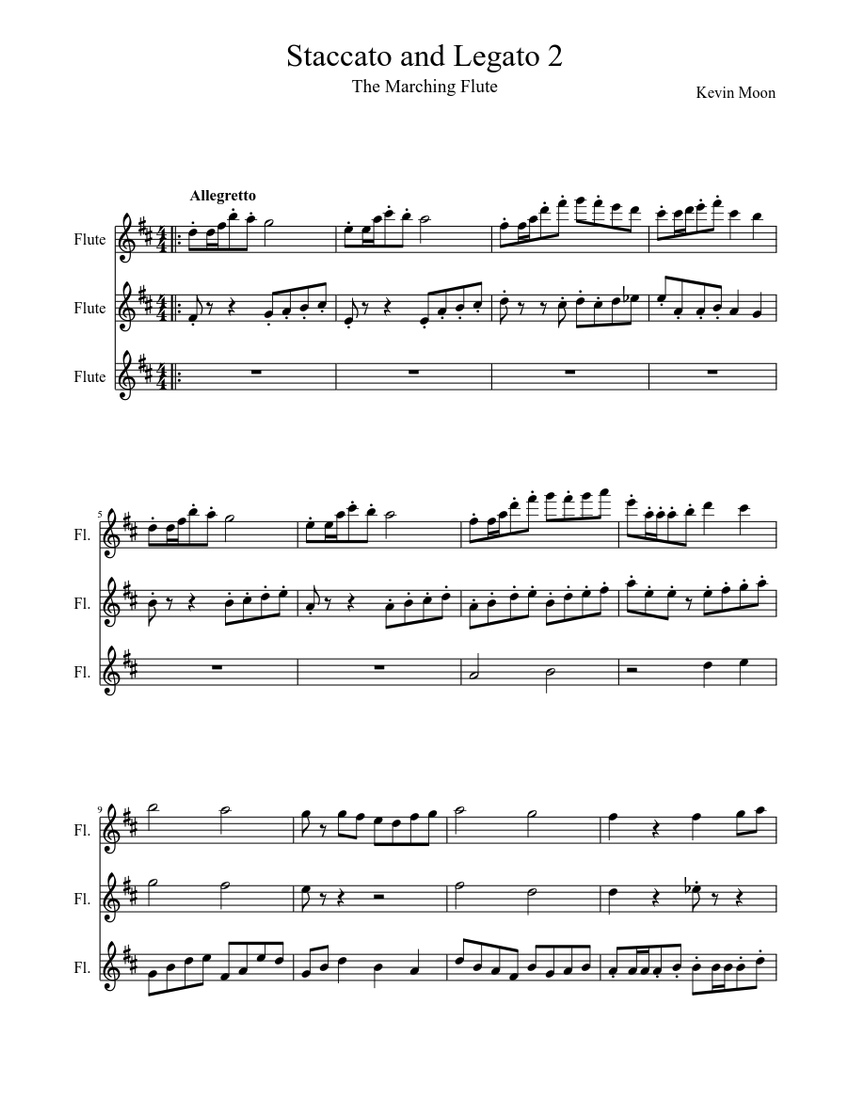 Original - Staccato and Legato 2 Sheet music for Flute (Mixed Trio ...