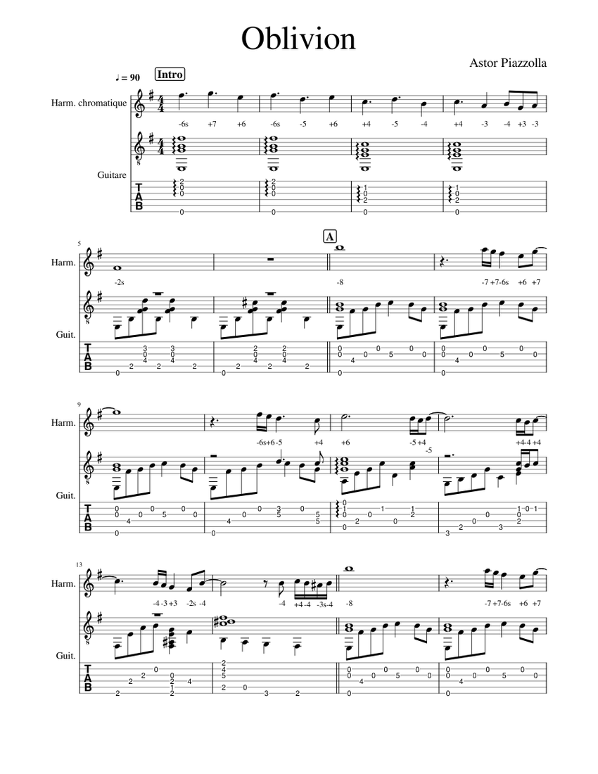 Oblivion Sheet music for Guitar, Harmonica (Mixed Duet) | Musescore.com