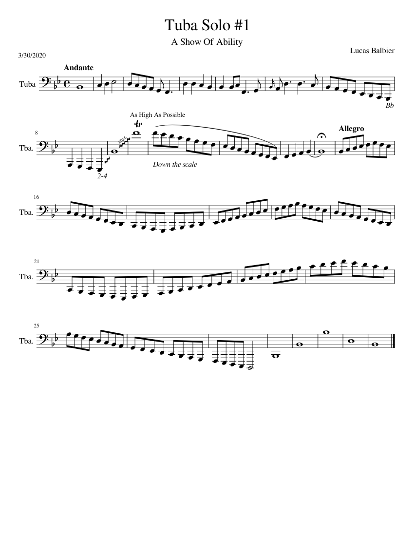 Tuba Solo #1 Sheet music for Tuba (Solo) | Musescore.com