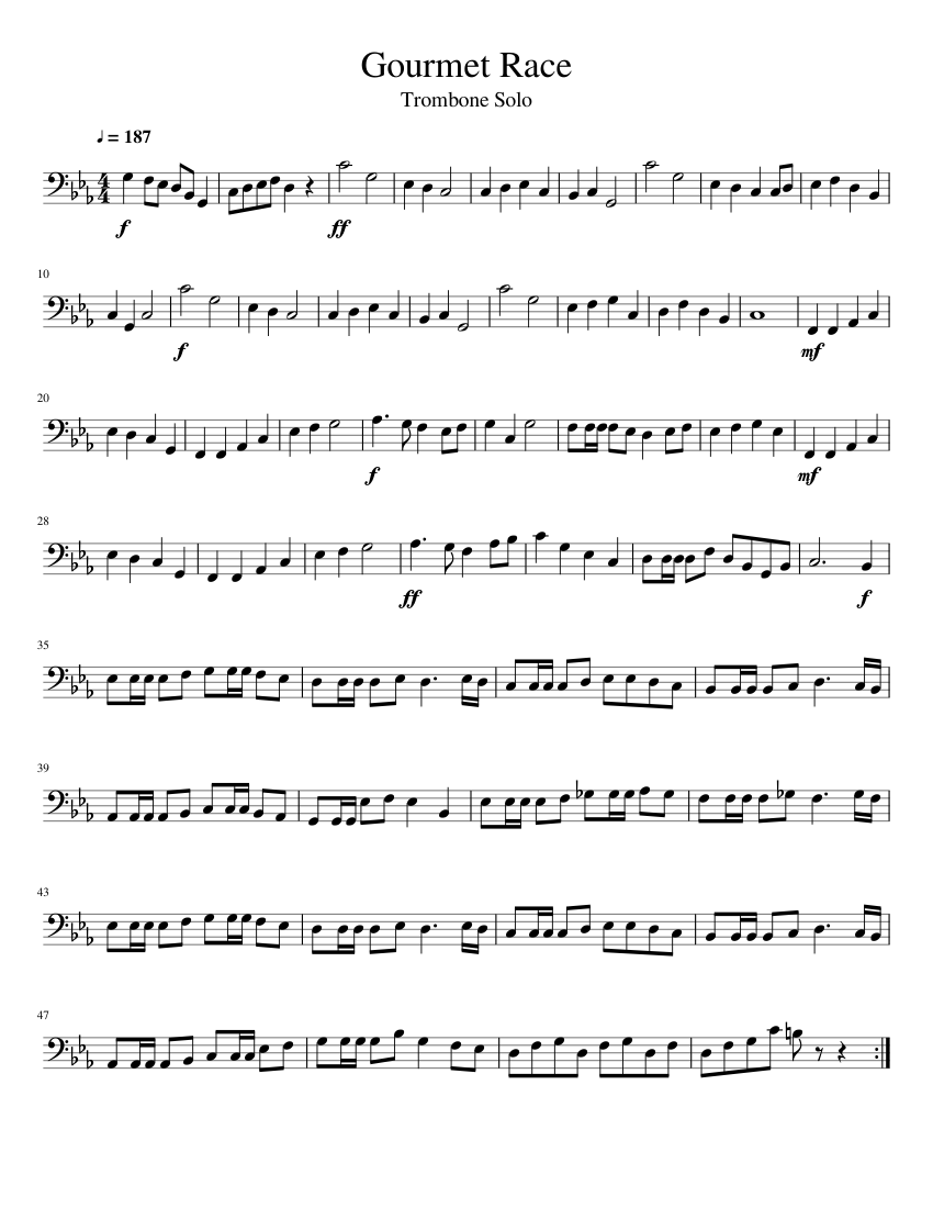 Gourmet Race - Trombone Solo Sheet music for Trombone (Solo ...