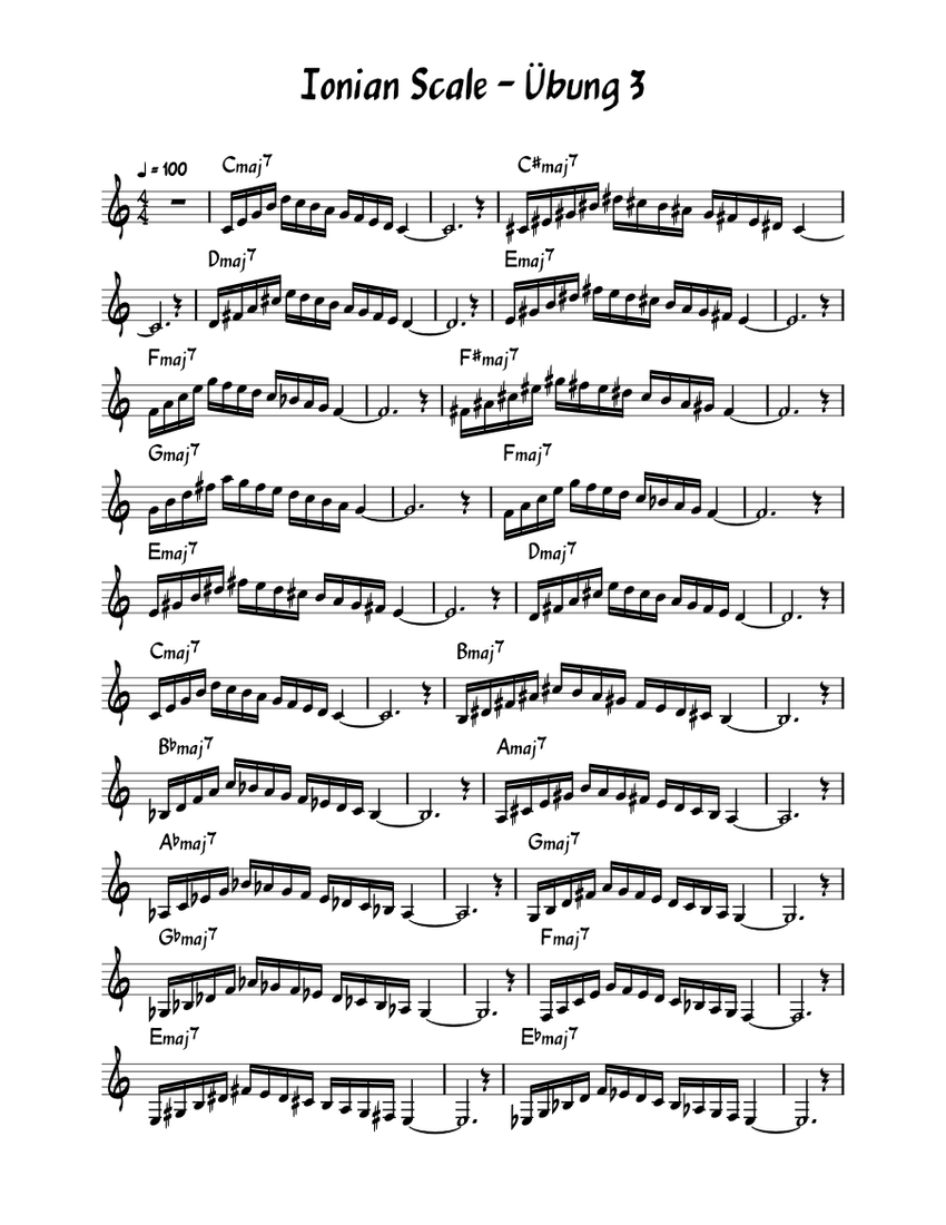 Ionian Scale - Uebung 3 Sheet music for Piano (Mixed Duet) Easy ...