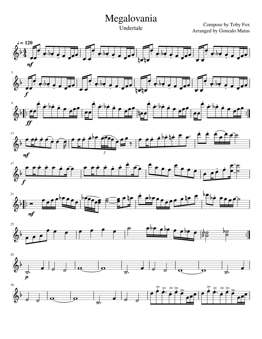 Megalovania - Violin Solo Sheet music for Violin (Solo) | Musescore.com