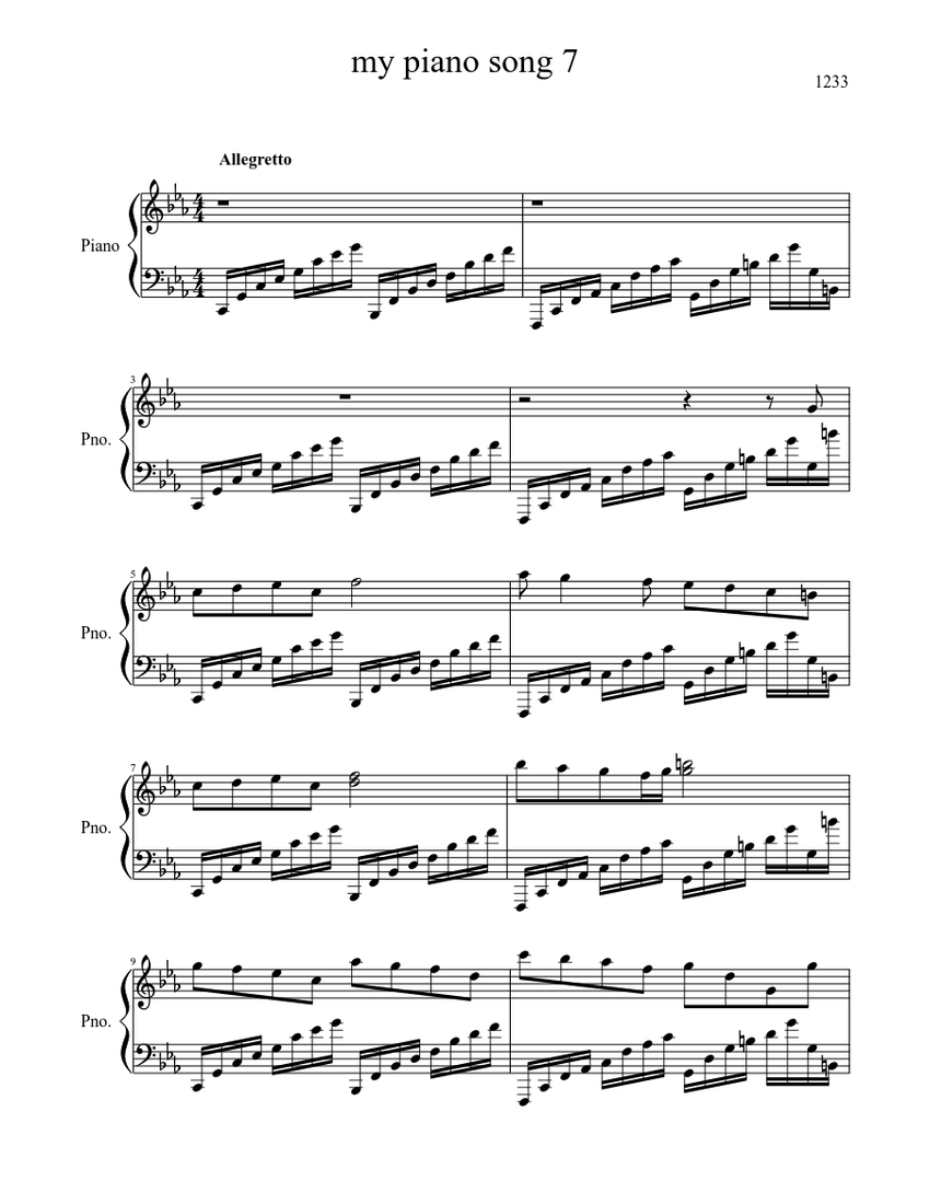 my piano song 7 Sheet music for Piano (Solo) | Musescore.com