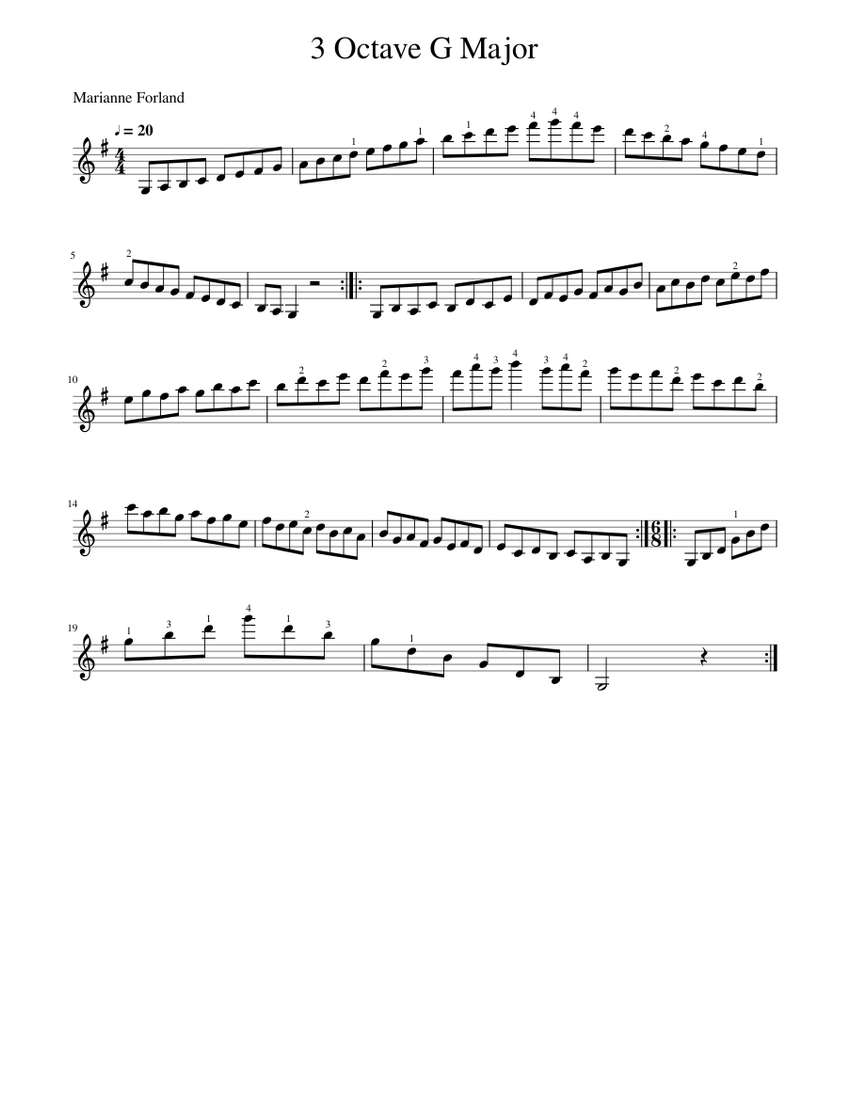 3_Octave_G_Major_Violin_practice_20 bpm Sheet music for Violin (Solo ...