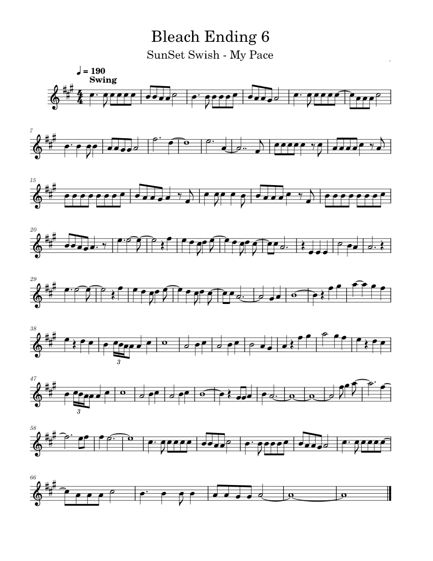 Bleach Ending 6 Sheet Music for Flute (Solo) | MuseScore.com