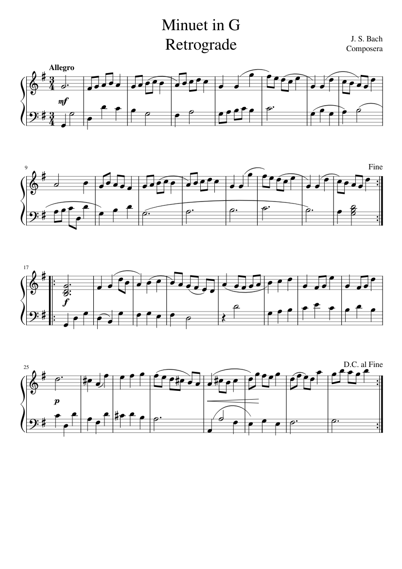 Minuet in G retrograde