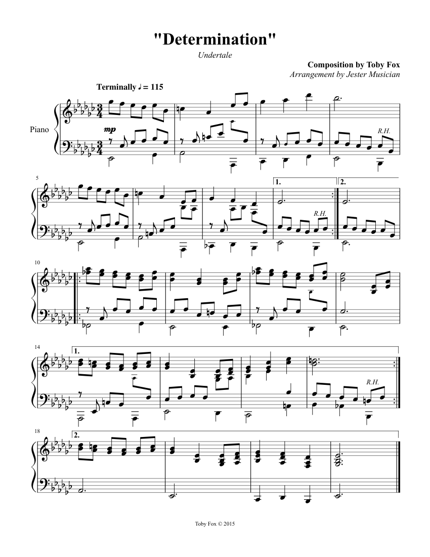 Undertale 011 Determination Sheet music for Piano (Solo) | Musescore.com